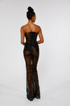 Black Chante Lace Corset & Black Chante Lace Bell Bottoms