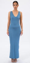 Sapphire Veil asymmetric neck bodycon dress