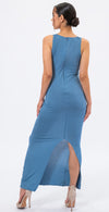 Sapphire Veil asymmetric neck bodycon dress