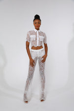 White Chante Lace Blouse & bell bottom set