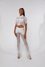 White Chante Lace Blouse & bell bottom set