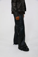 Black Light weight Leather Flare pants