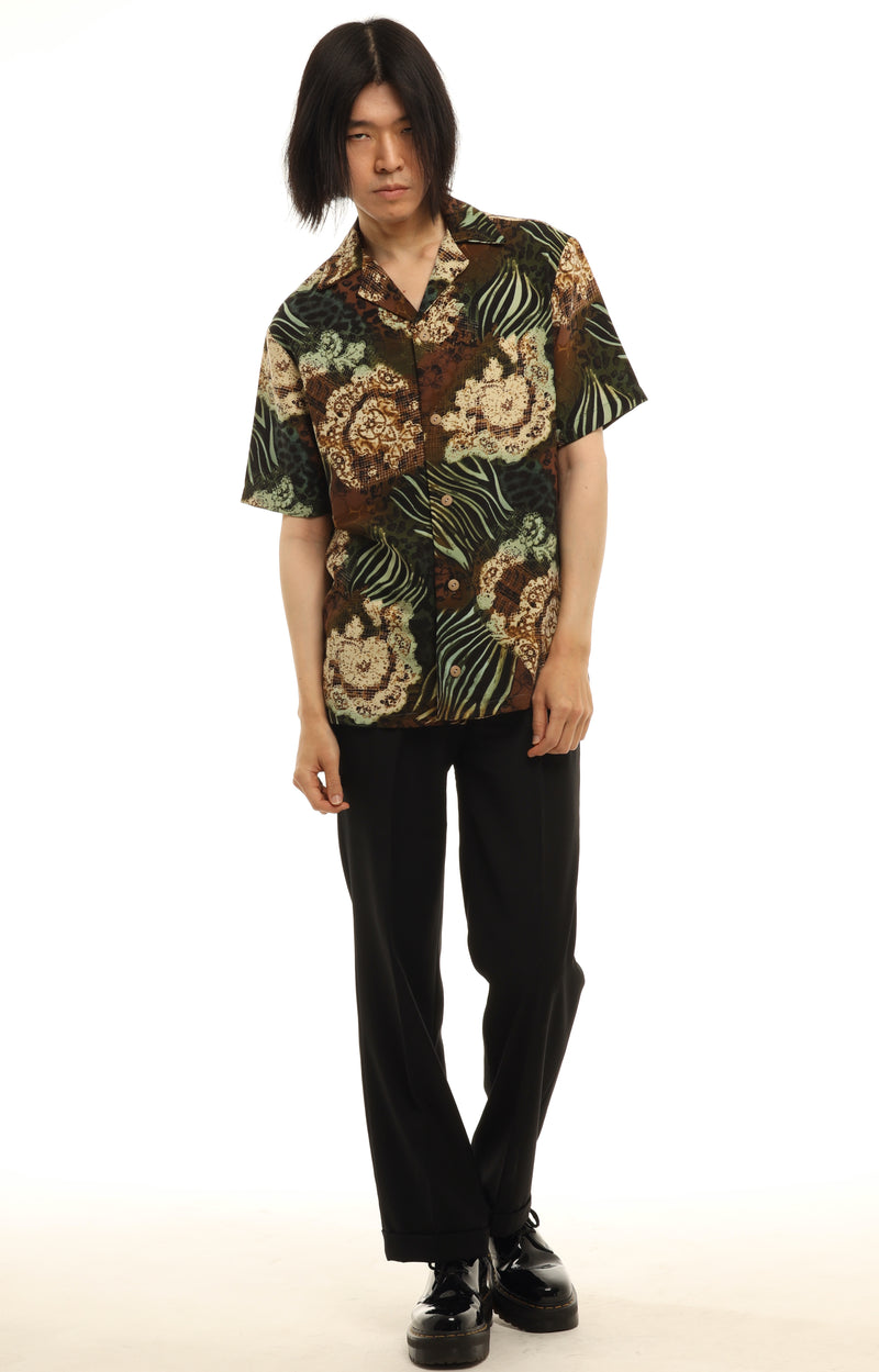 Men's Flower print bowling shirt