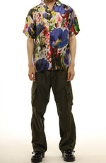 Garden of SIN silk print bowling shirt