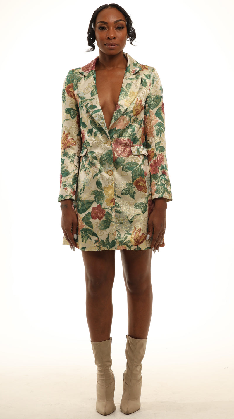 Women's Flower print Oversized Blazer