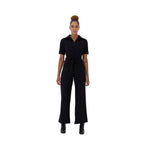 Short-sleeve Cropped Jumpsuit with zipper pockets