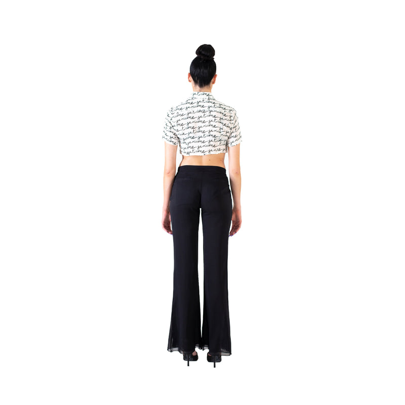 Silk Chiffon Crop Button up